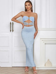 Strapless Lace Sequin Gown