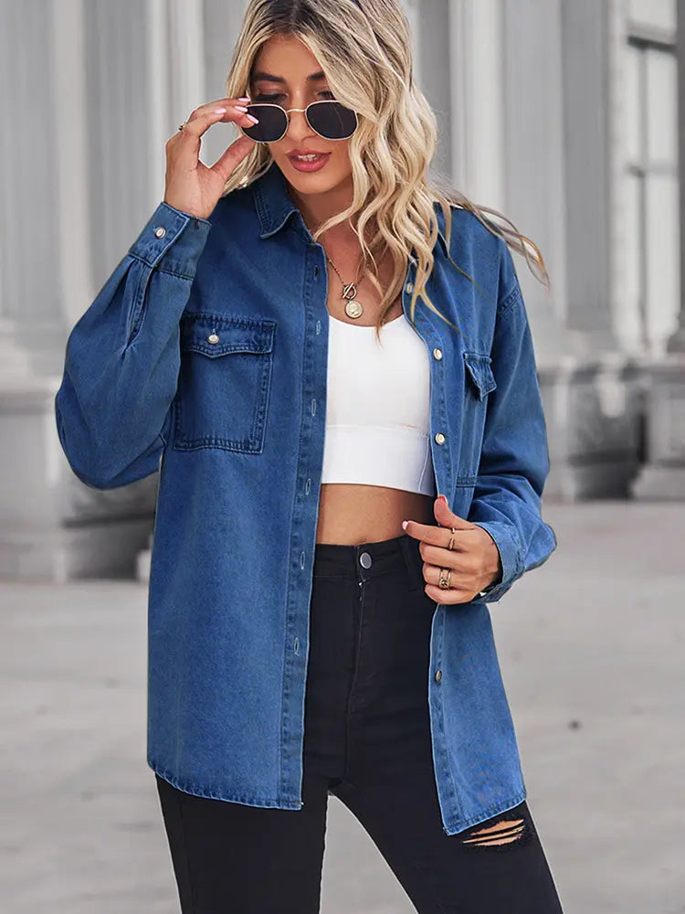 Slim-Fit Light Wash Denim Shirt