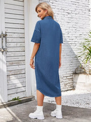 Loose-Fit Denim Short-Sleeve Maxi Dress