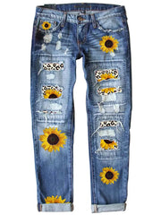 Fashionable Slim Fit Printed Jeans
