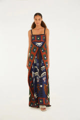 Scarf Print Midi Dress