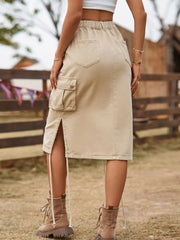 New Tie-Waist Utility Denim Skirt