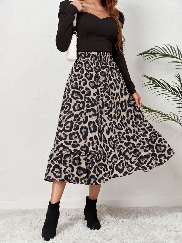 Leopard Print High Waist Skirt