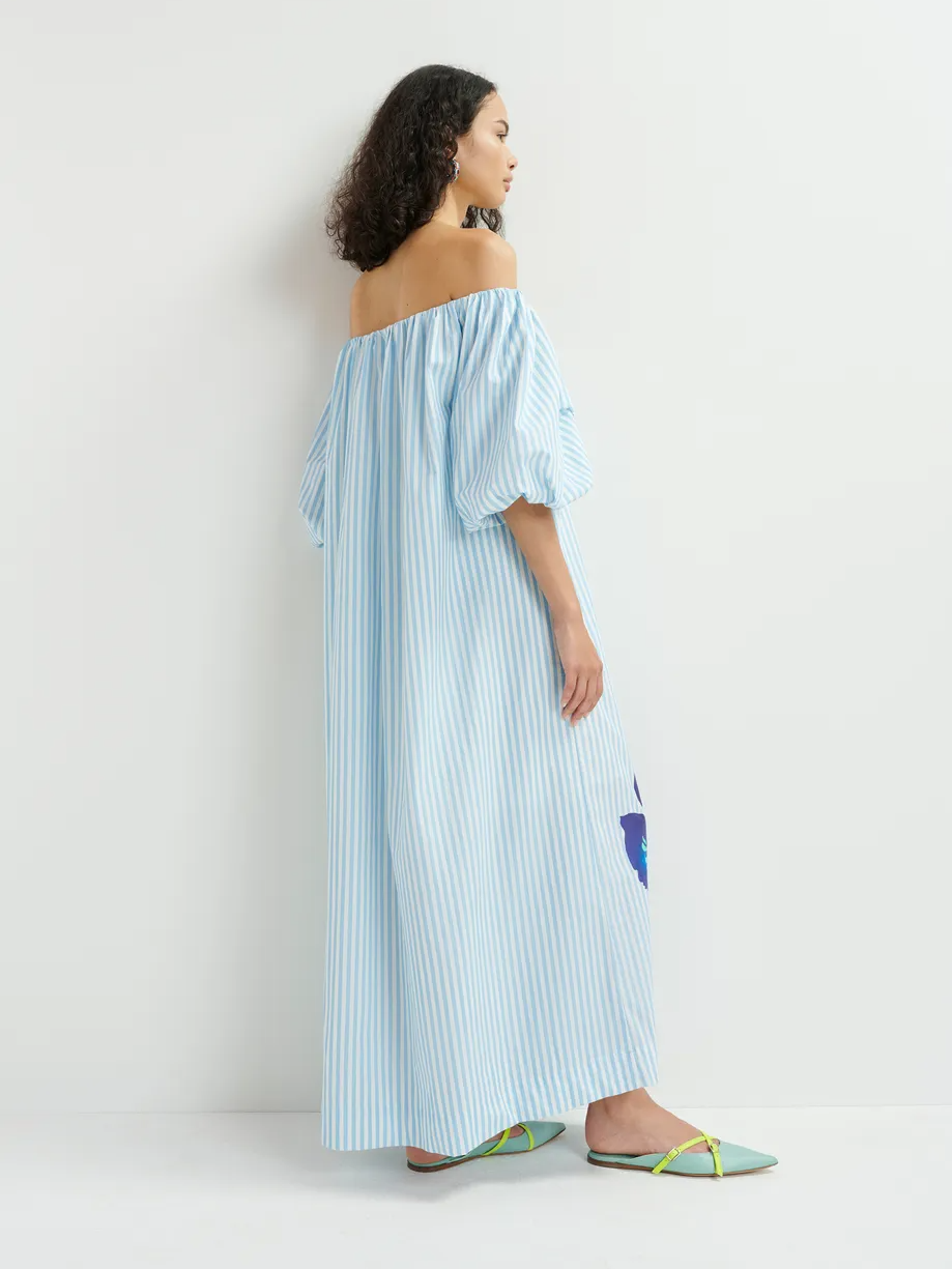 Striped Off The Shoulder Maxi Dress
