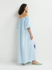Striped Off The Shoulder Maxi Dress
