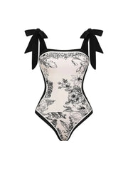 Reversible Vintage Print One Piece Swimsuit
