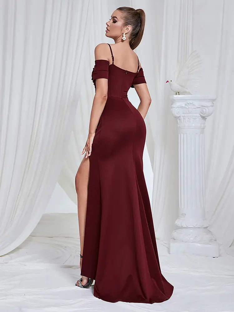 Strapless Cutout Slit Dress