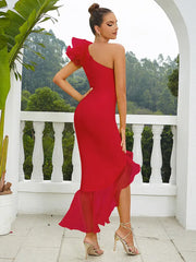 One-Shoulder Lace Mermaid Dress