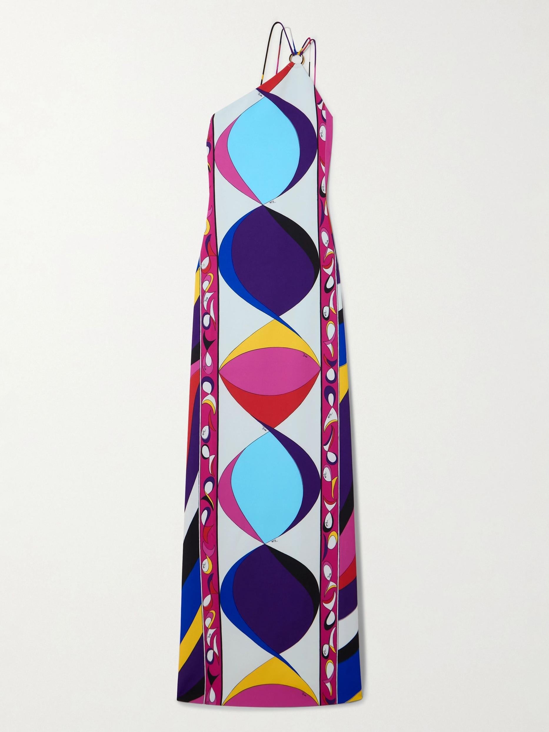 Manny Embellished One-Shoulder Printed Cady Maxi Dress