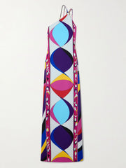 Manny Embellished One-Shoulder Printed Cady Maxi Dress