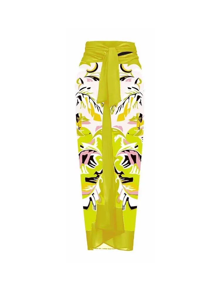 One Shoulder 3D Floral Bust Print Swimsuit