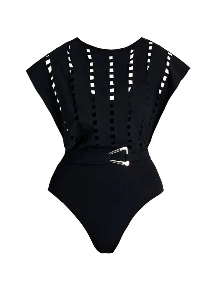 Cutout Swimsuit with Mini Skirt Set