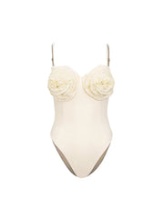 Floral Appliqué Solid One-Piece Swimsuit