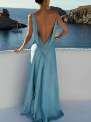 Elegant Satin Side High Slit Maxi Dress