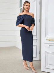 Pleated Bodycon Evening Gown