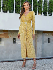 Velvet Long Sleeve Ruched Dress