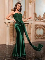 Strapless Sequin Backless Dress