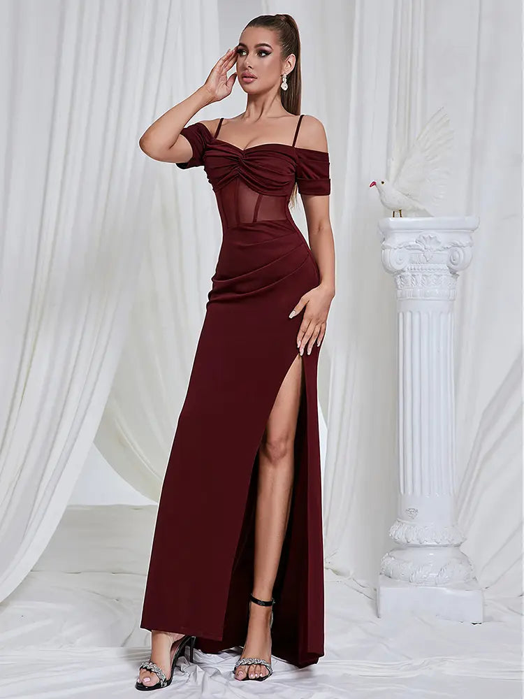 Strapless Cutout Slit Dress