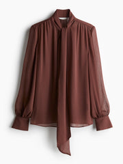 Tie-Neck Chiffon Blouse