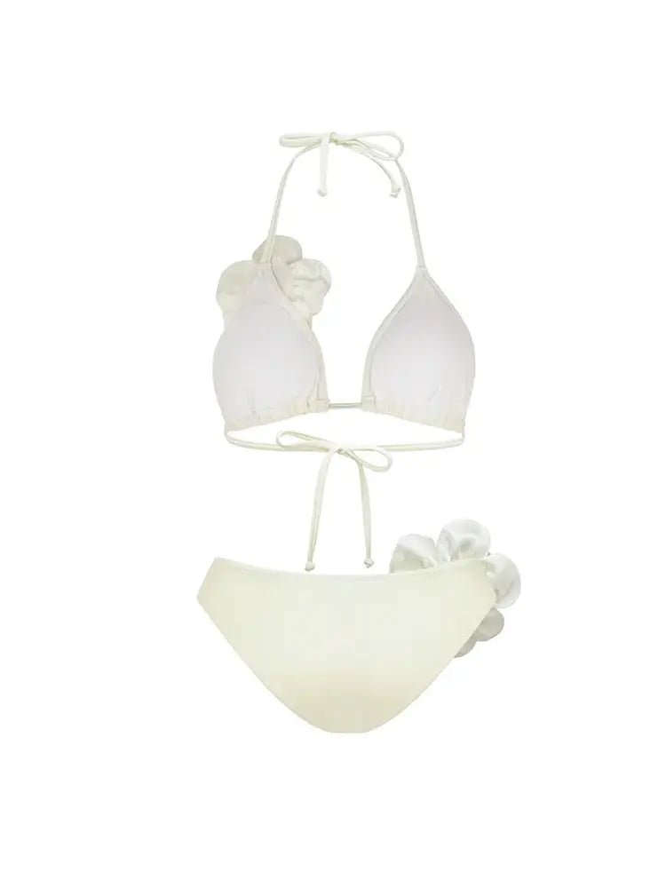 Halter 3D Floral Bikini Set
