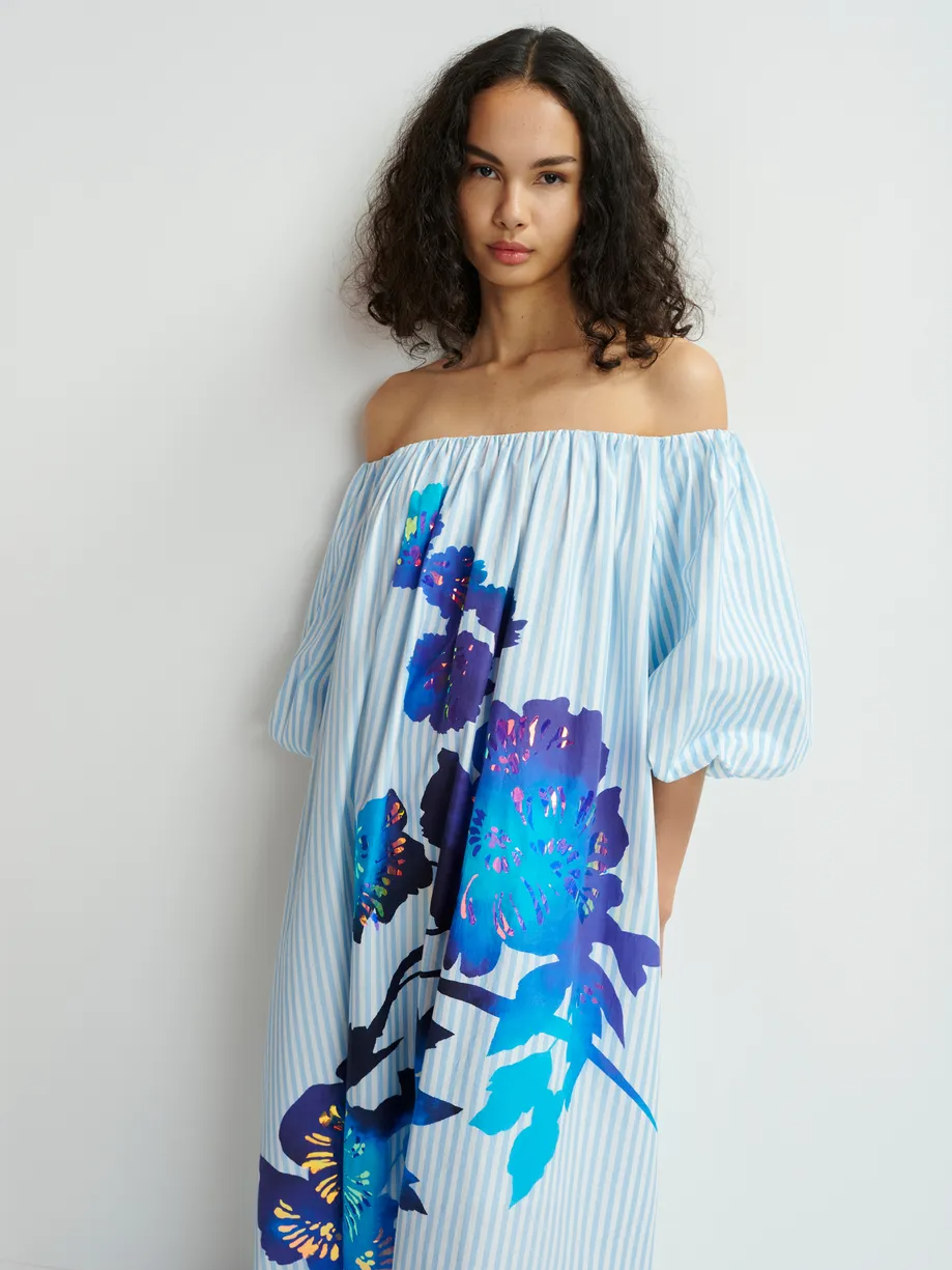 Striped Off The Shoulder Maxi Dress