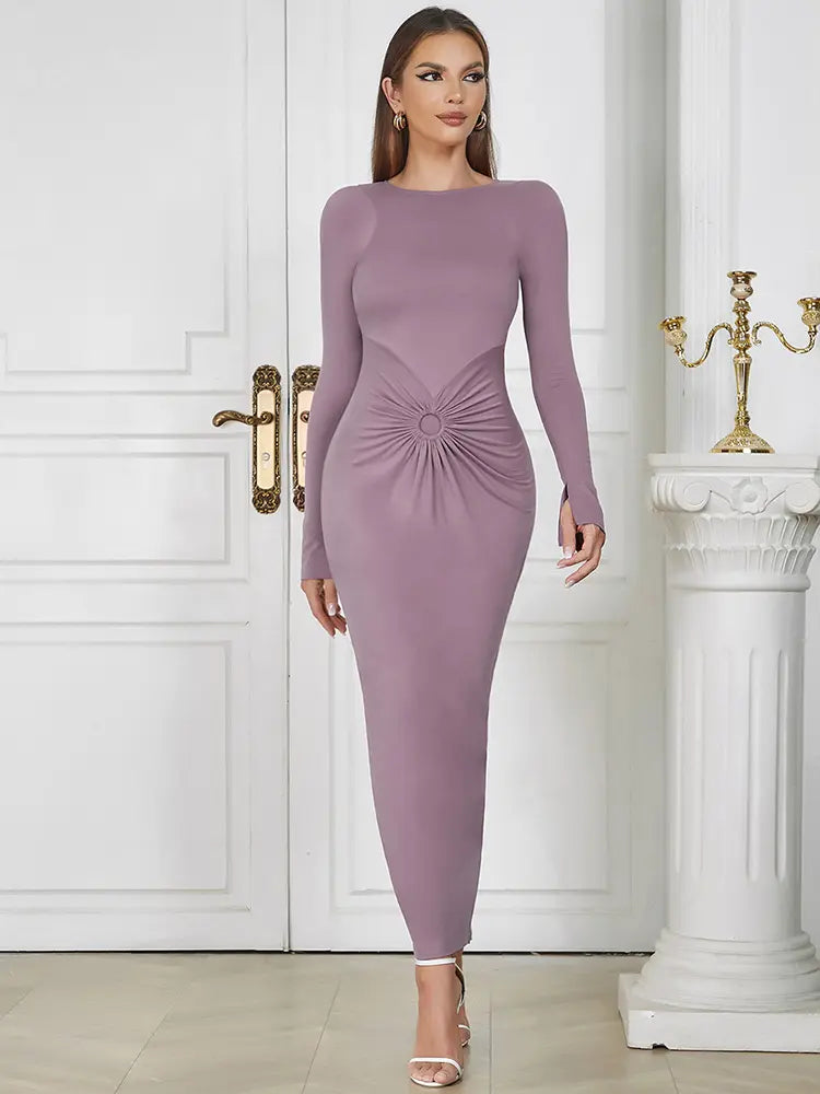 Chic Round Neck Ruffle Dress