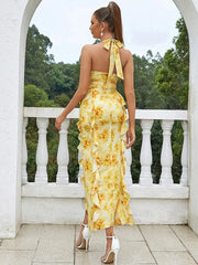 Halter Ruffle Bodycon Dress