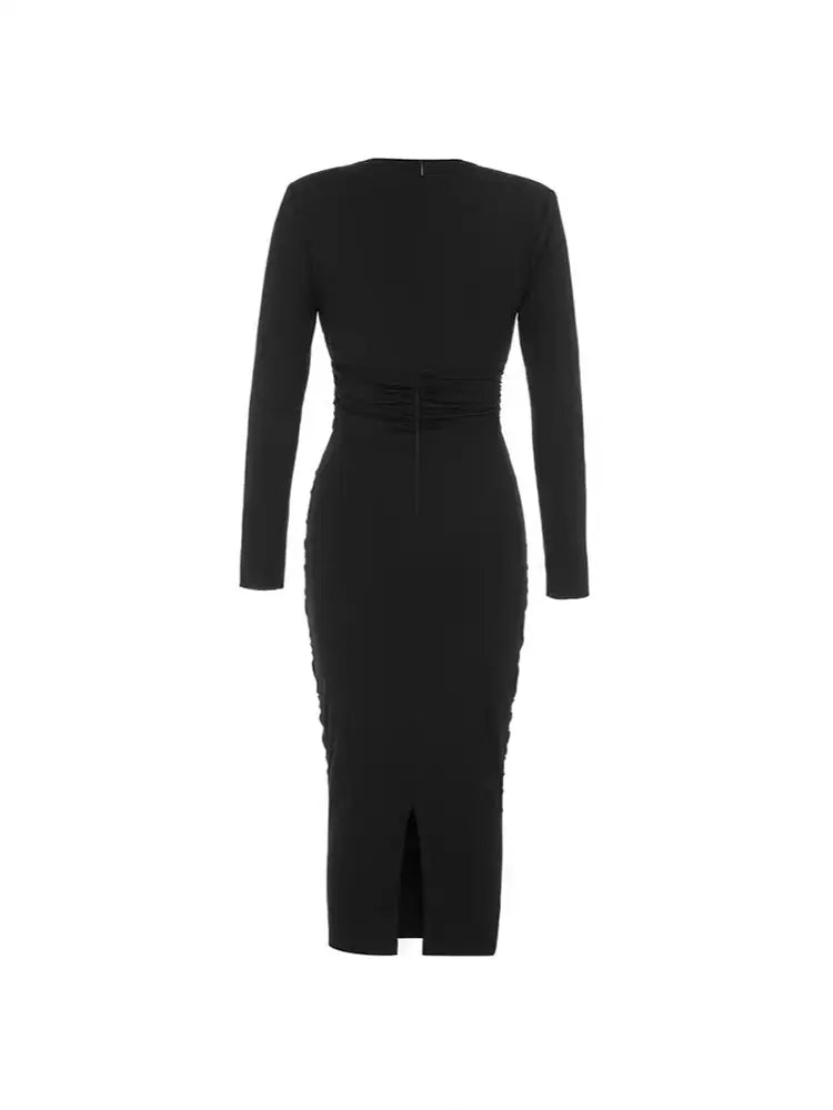 V-Neck Hollow Slim Fit Dress