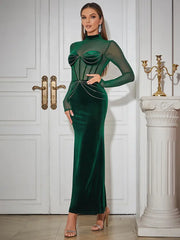Velvet Mesh Sleeve Dress
