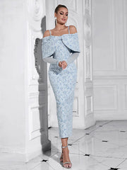 Elegant One-Shoulder Floral Mesh Dress