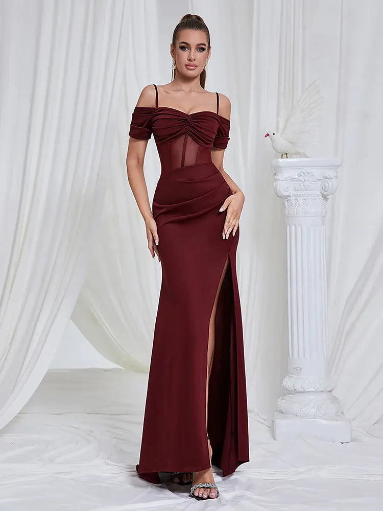 Strapless Cutout Slit Dress