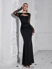 Hollow Neck Long Sleeve Dress