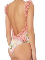 One-Piece Appliqué Bikini Swimsuit