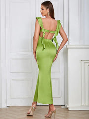 Strapless Ruched Backless Evening Dress