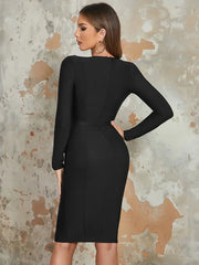 V-Neck Front Slit Dress