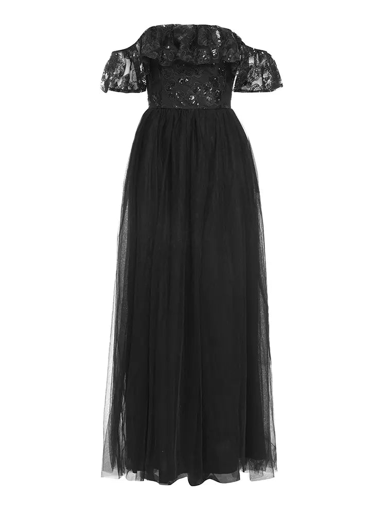 Strapless Sequin Mesh Dress
