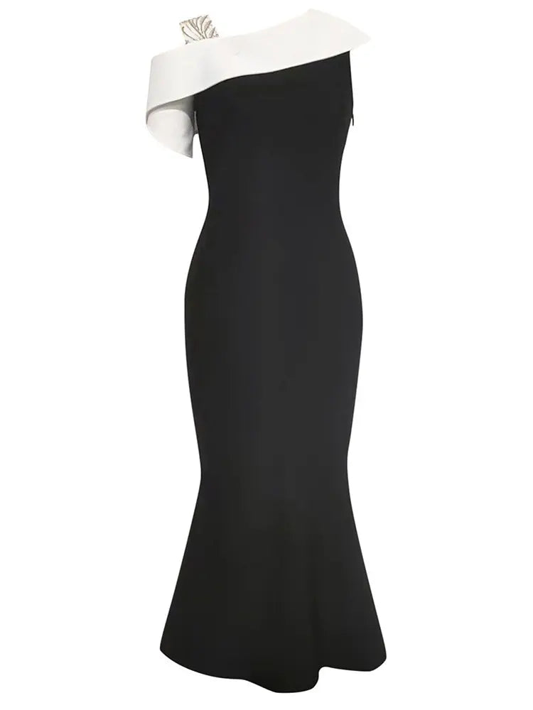 Colorblock Asymmetrical Bodycon Dress