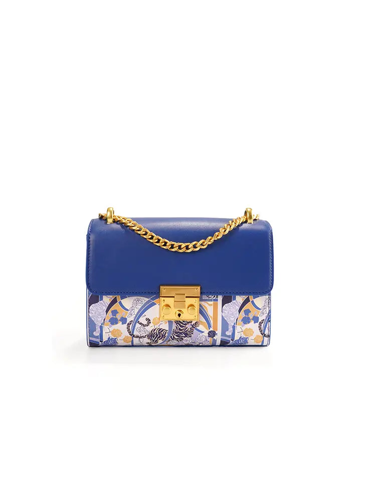 Unique Pattern Brown Top Handle Shoulder Bag