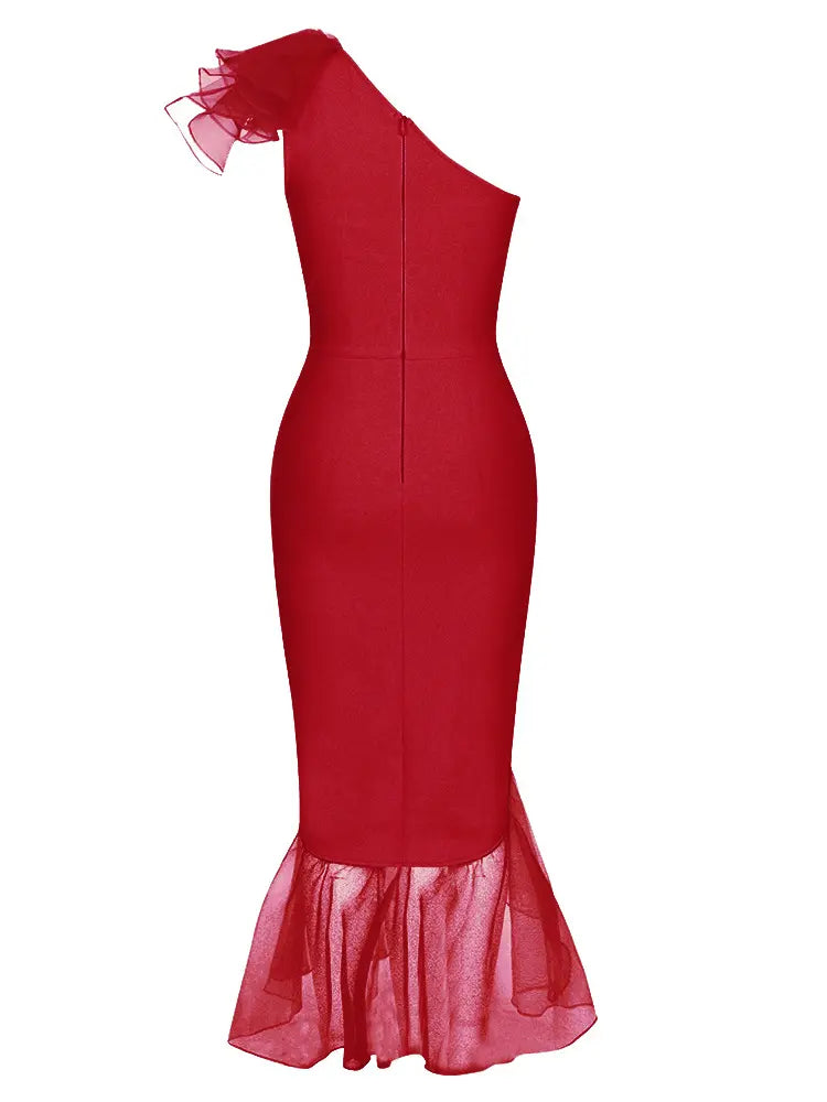 One-Shoulder Lace Mermaid Dress