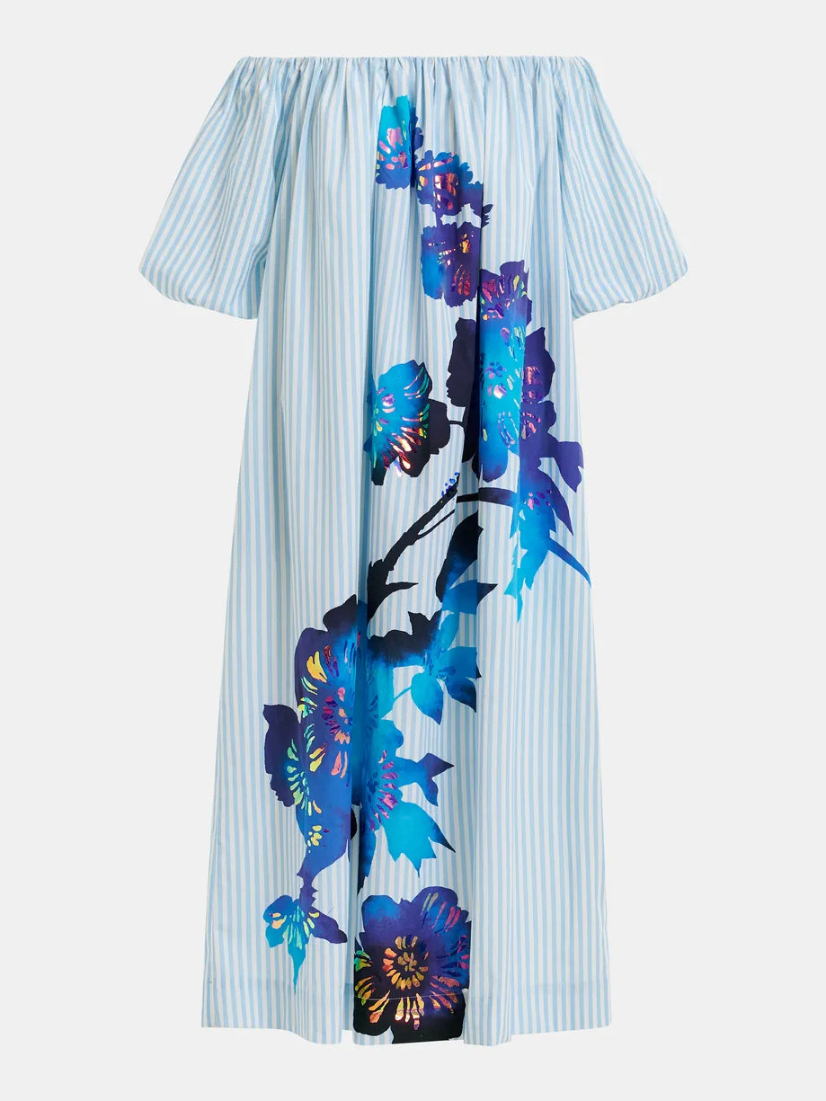 Striped Off The Shoulder Maxi Dress