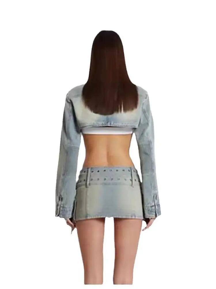 Chic Washed Denim Set