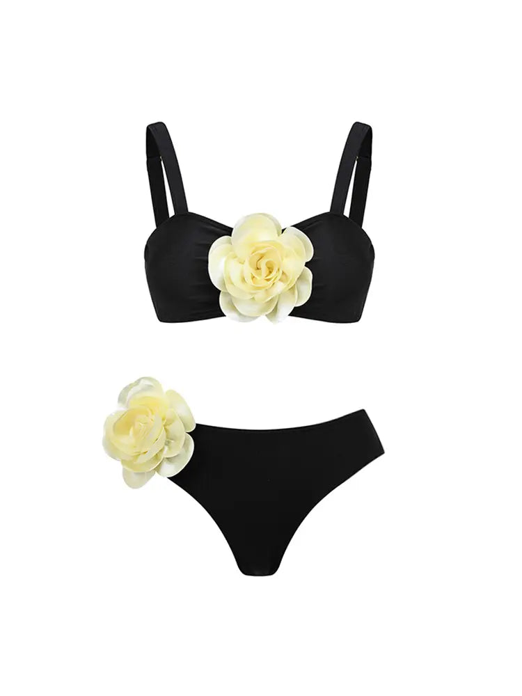 Halter 3D Floral Bikini Set
