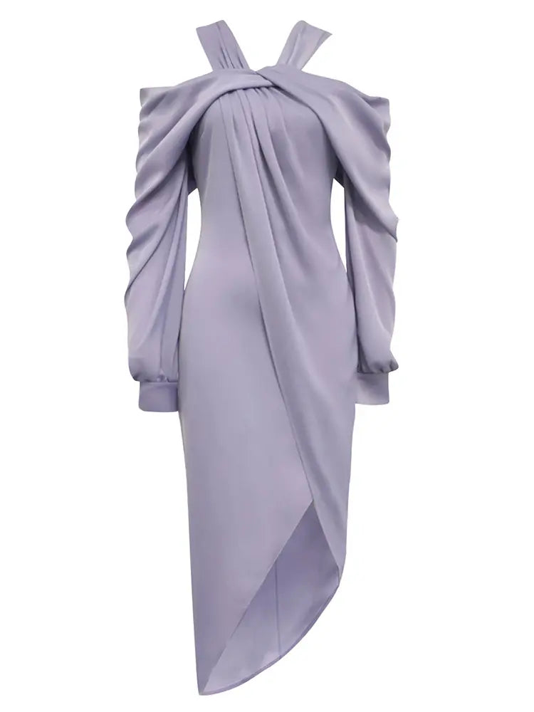 Halter Asymmetric Evening Gown