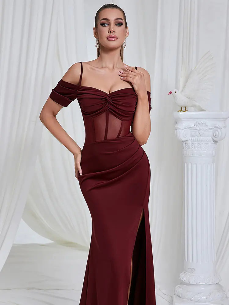 Strapless Cutout Slit Dress