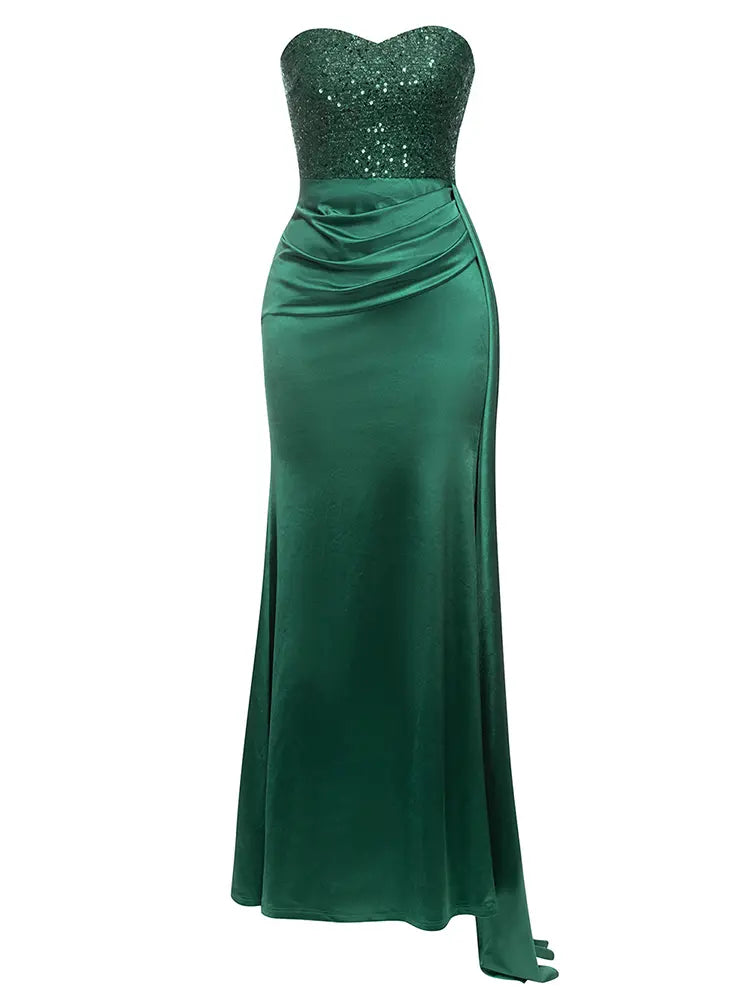 Strapless Sequin Backless Dress