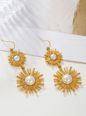 Sunburst Pearl Drop Earrings