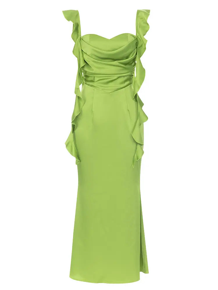 Strapless Ruched Backless Evening Dress