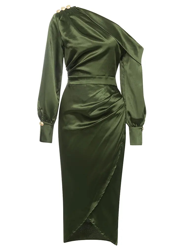 One-Shoulder Side-Slit Dress