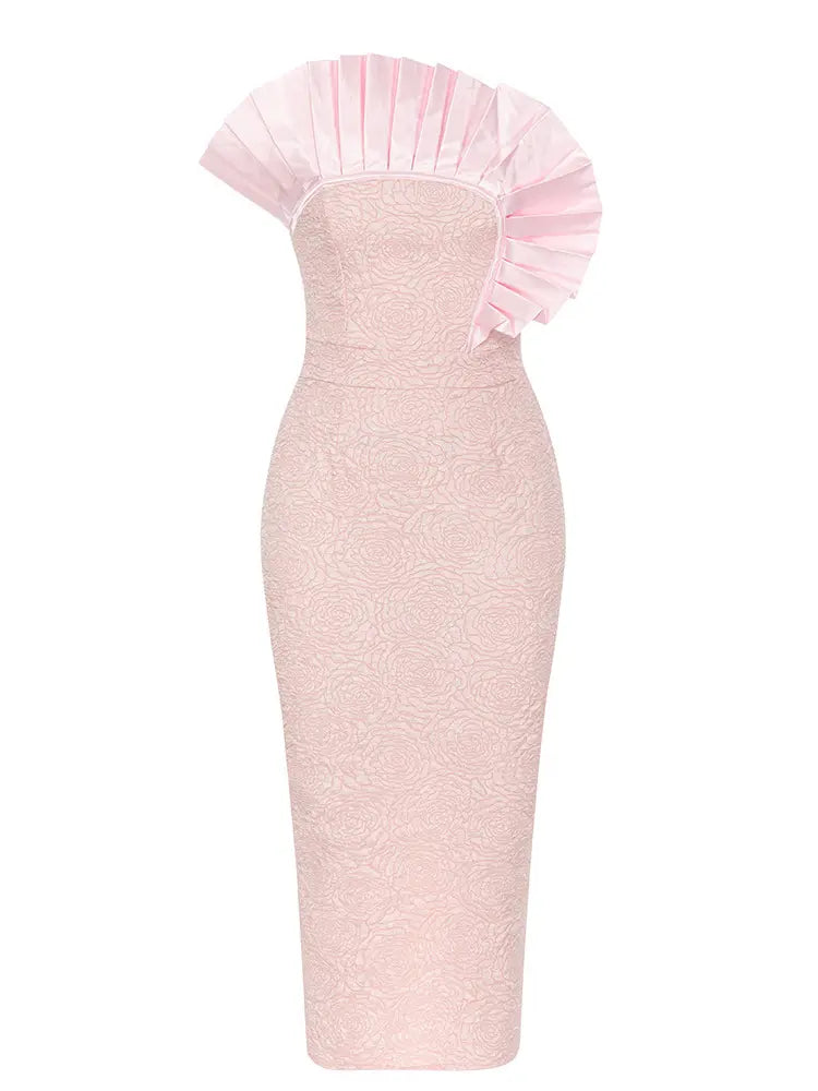 Strapless Ruffled Floral Dress