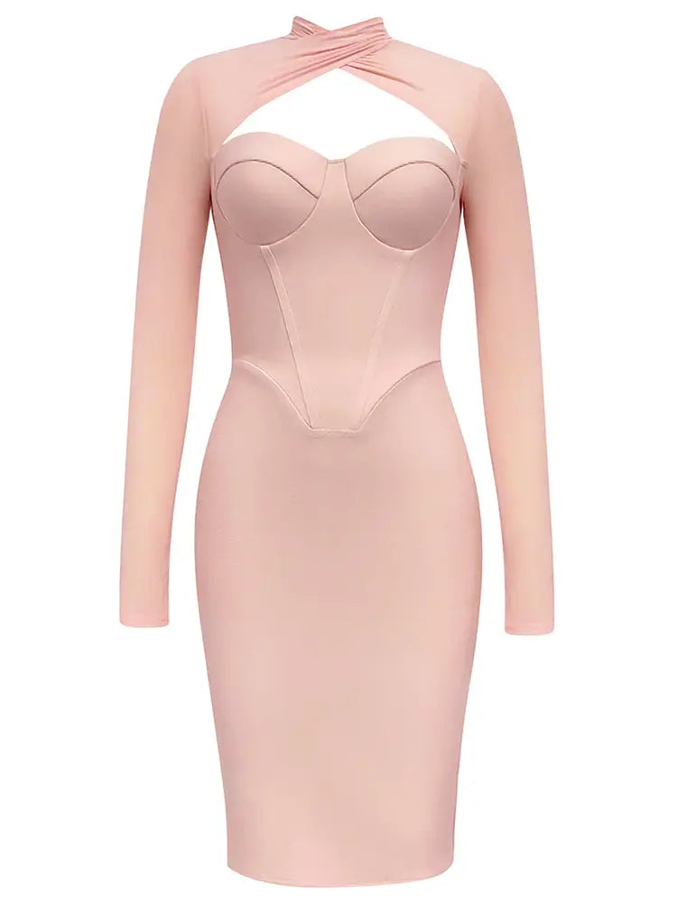 Fashion Mesh Long Sleeve Dress